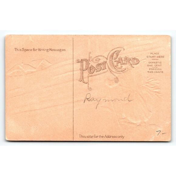 Santa Claus Christmas Postcard Purple Suit Coat Walking In Snow With X-mas Tree - Picture 2 of 2